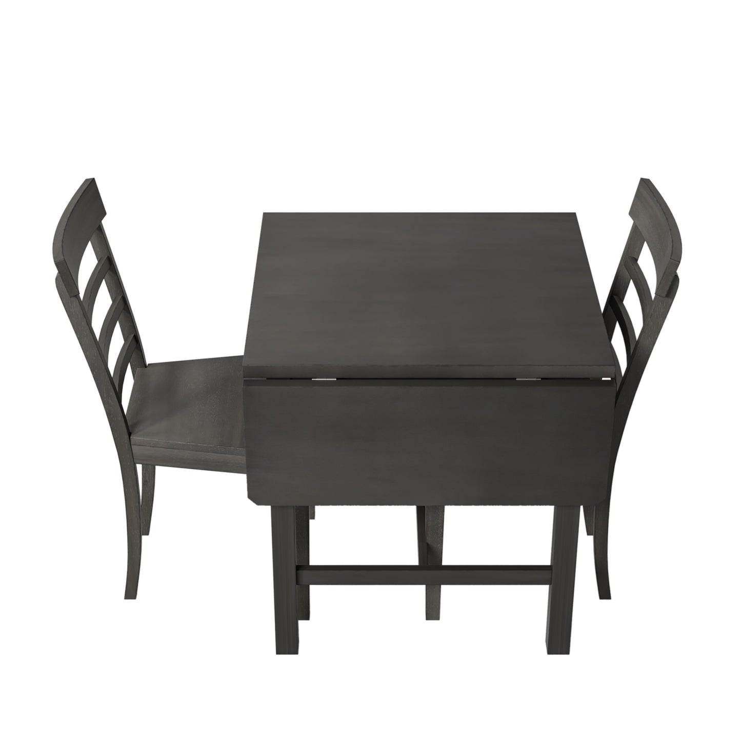 TOPMAX 5-piece square wooden pendant light expandable dining table set with 4 ladder back chairs Gray