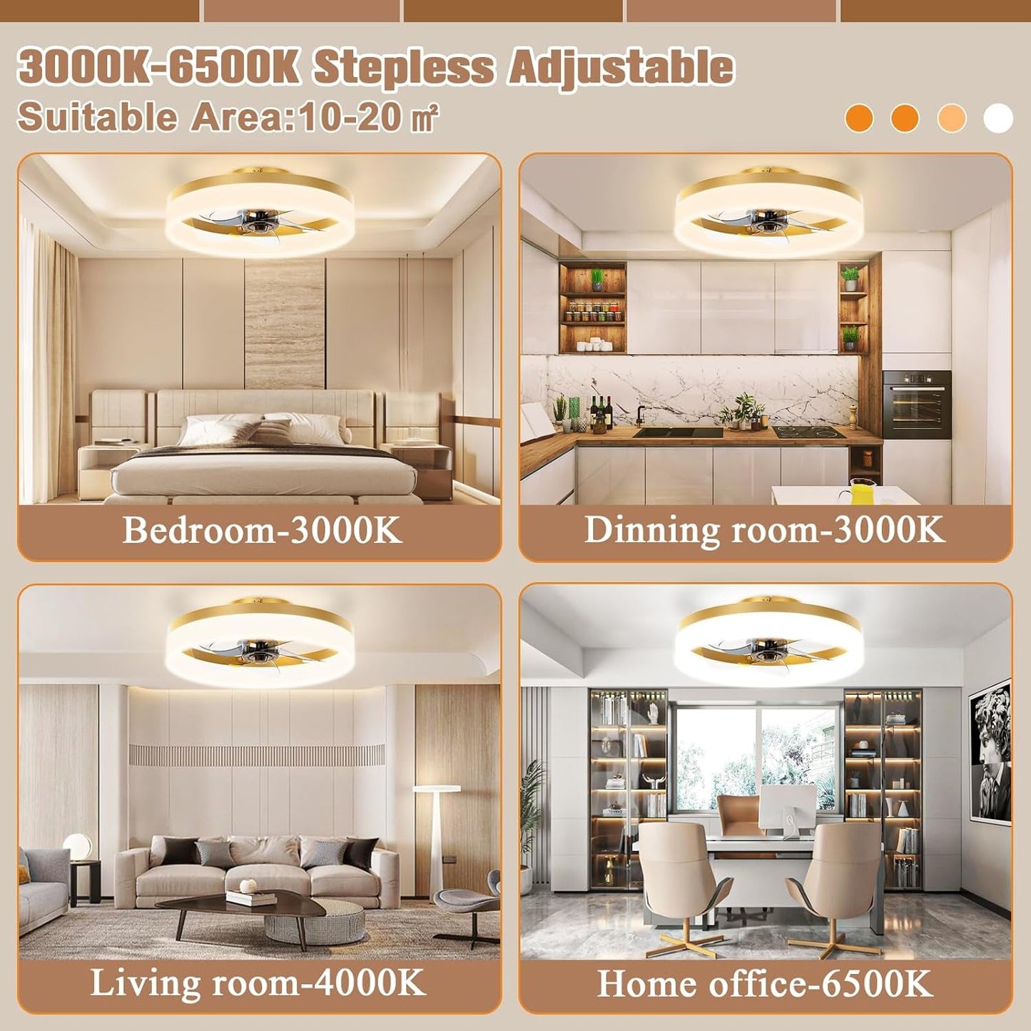 Low Profile Ceiling Fans with Lights and Remote,15.7In Modern Ceiling