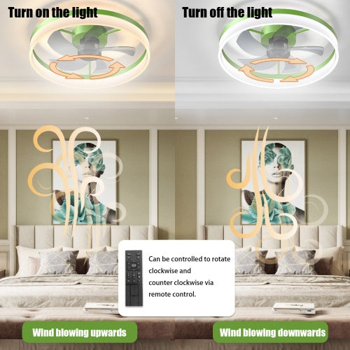Ceiling Fan With Light Dimmable LED Recessed Mount Slim Modern Ceiling Fan