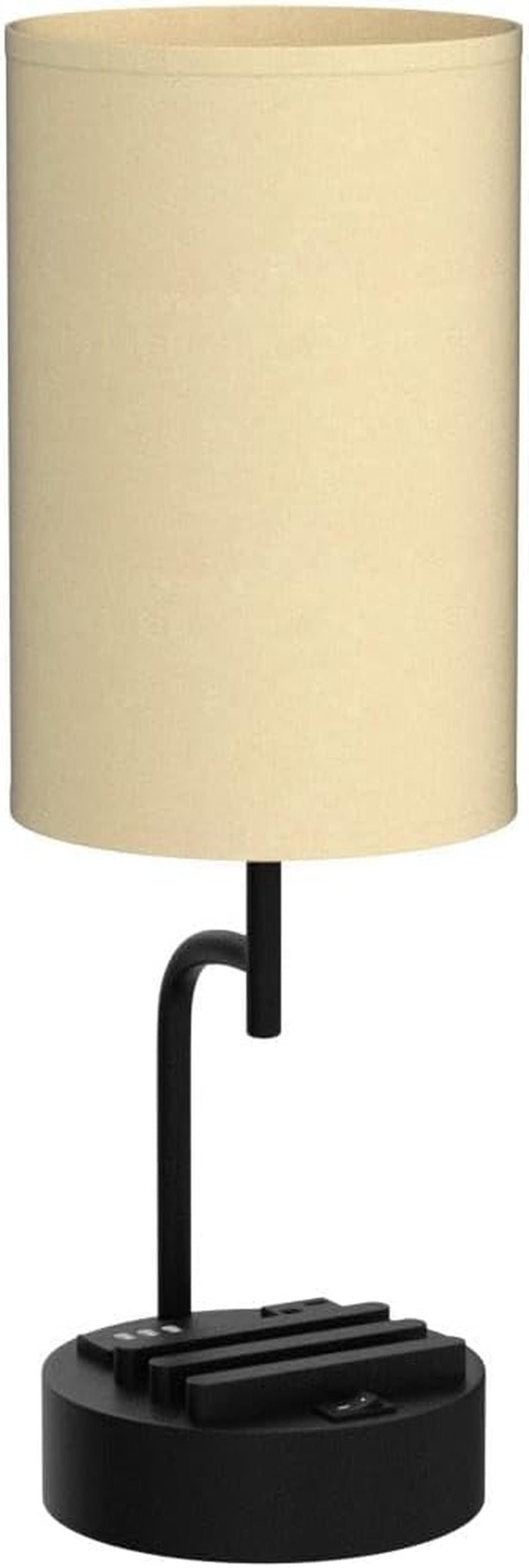 Table Lamp with 3 USB Charging Ports, Modern Desk Lamp with AC Outlet
