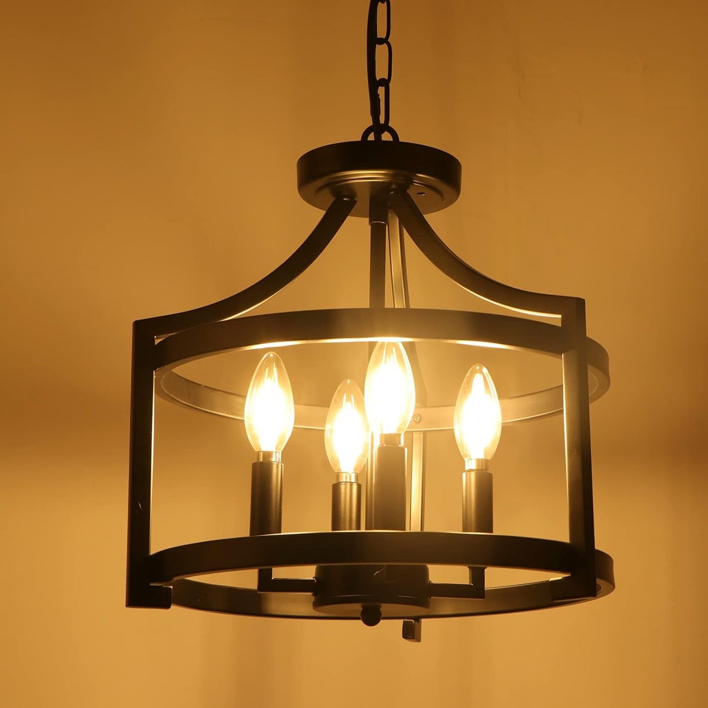 4-Light Farmhouse Chandelier, Modern Hanging Pendant Lighting,