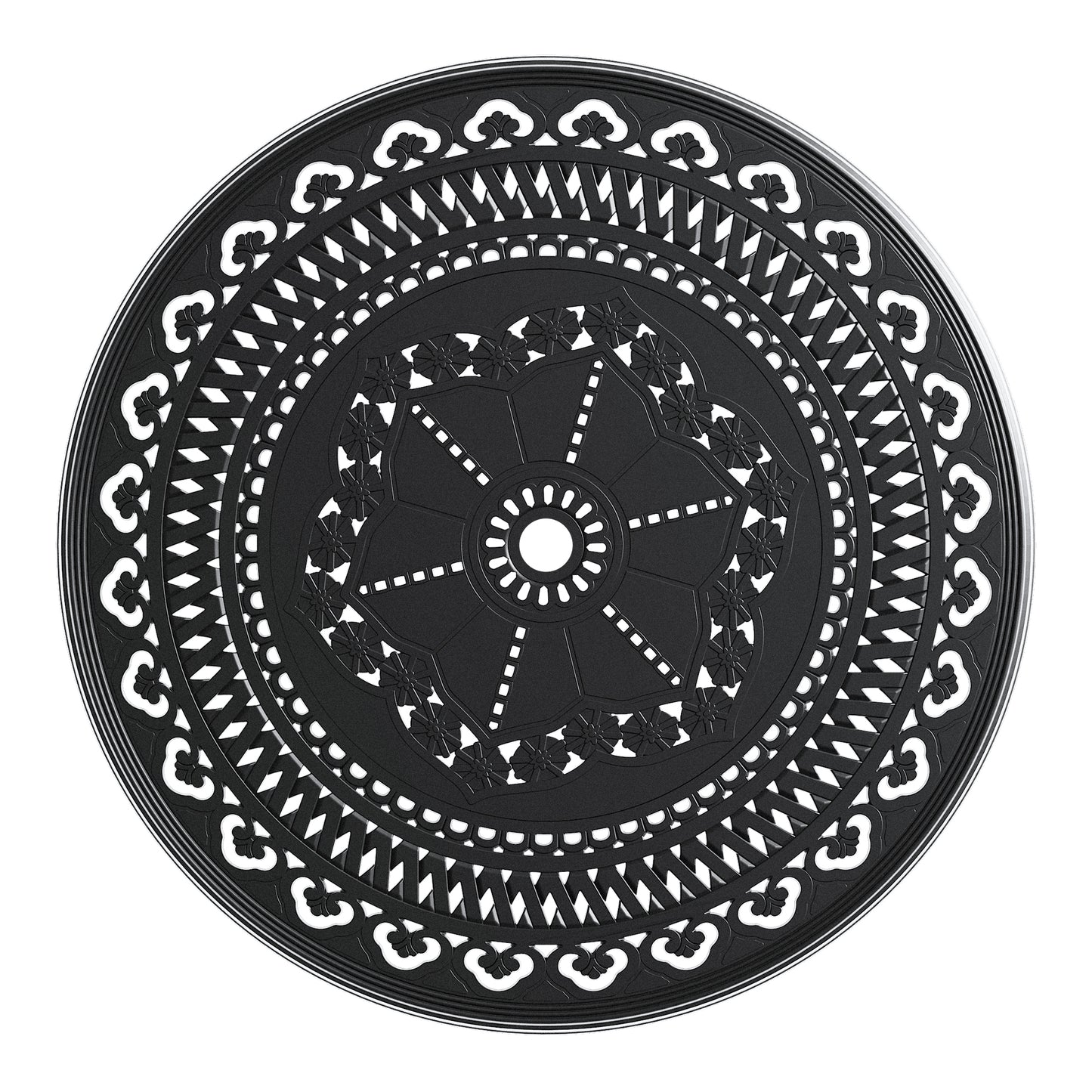 40-inch Cast Aluminum Patio Dining Table With Black Frame and Umbrella Hole