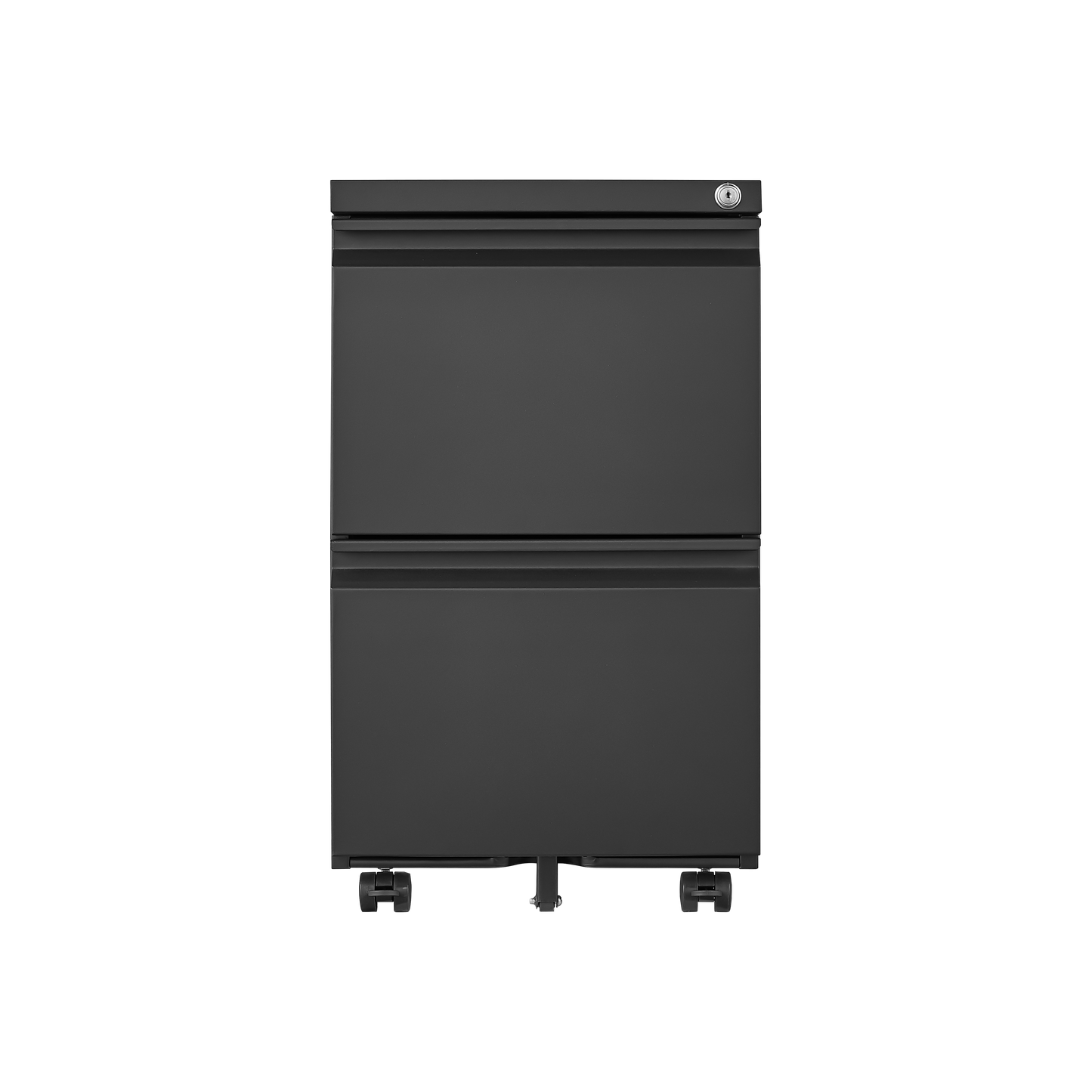 Metal 2 drawer mobile file cabinet with lock, 25.6-inch high legal/letter size file storage cabinet black
