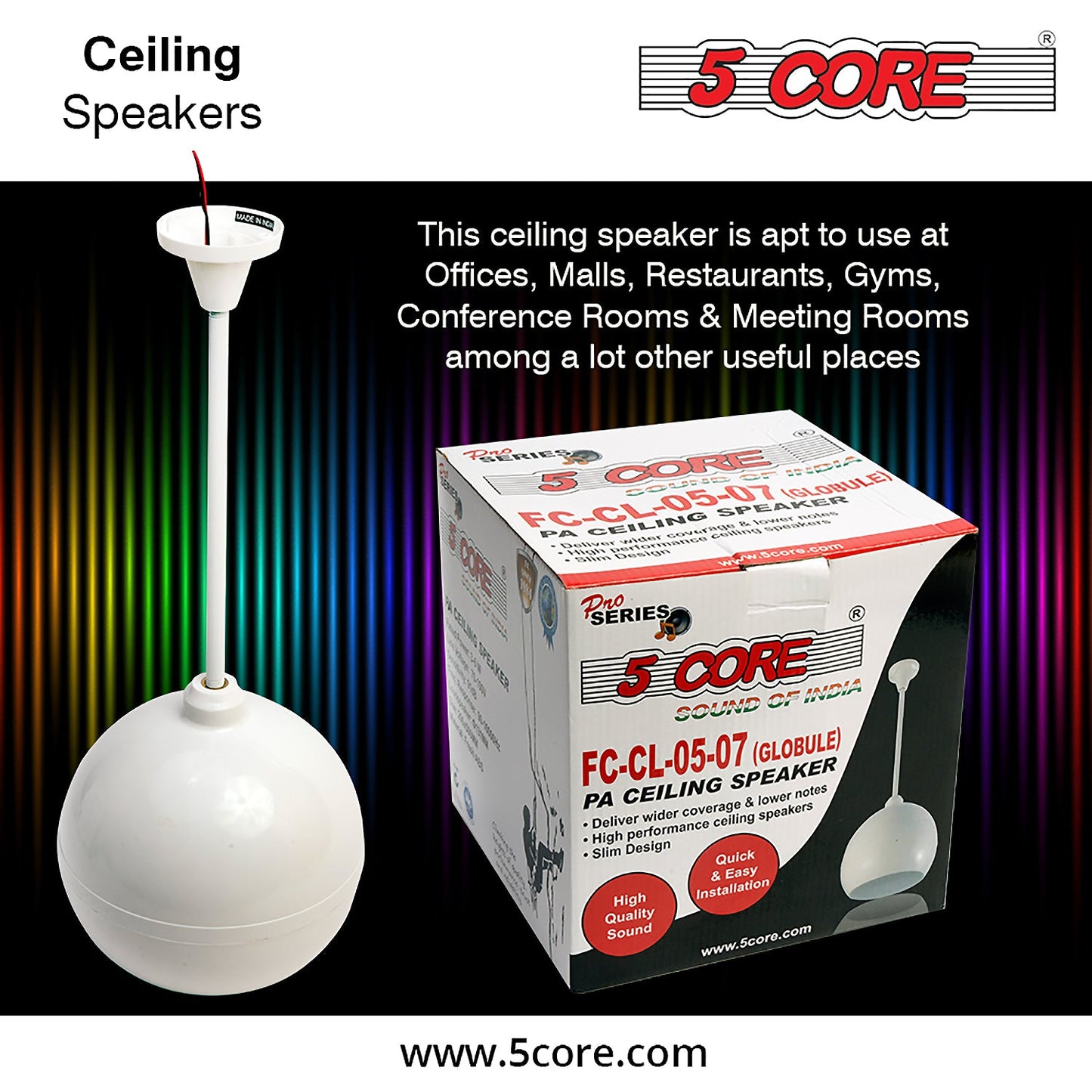 5Core Pendant Hanging Wall Speaker 15W Commercial Ceiling Mount