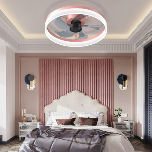 Ceiling Fan With Light Dimmable LED Recessed Mount Slim Modern Ceiling Fan