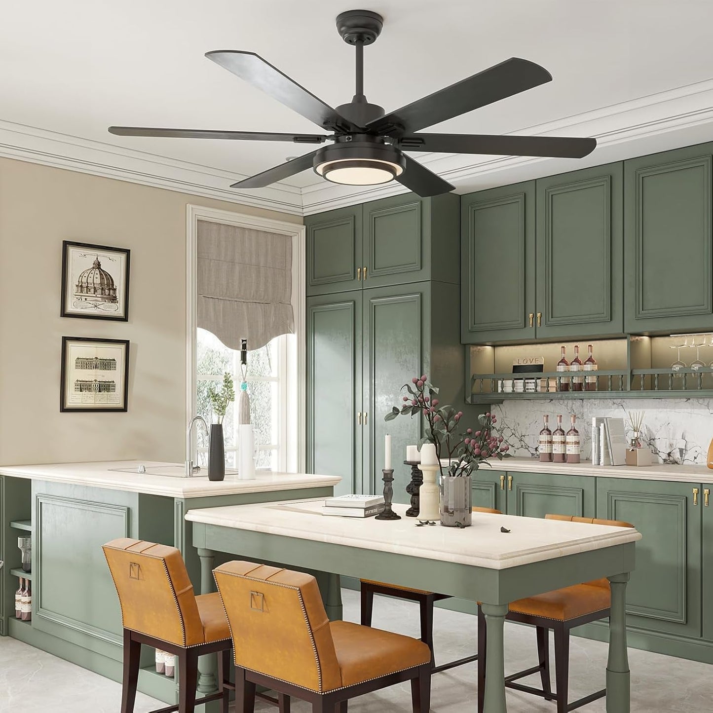 Ceiling Fans with Lights and Remote Control, 62 Inch, 6 Speeds