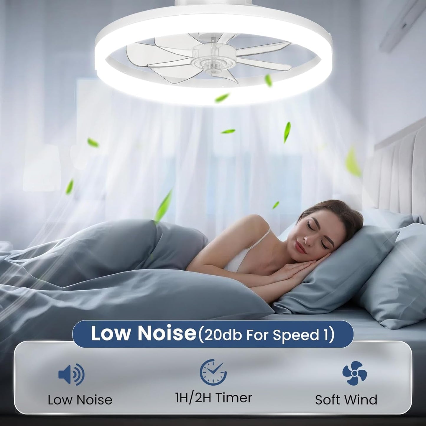 White 20 Inch Contemporary Ceiling Fan With Lighting-4