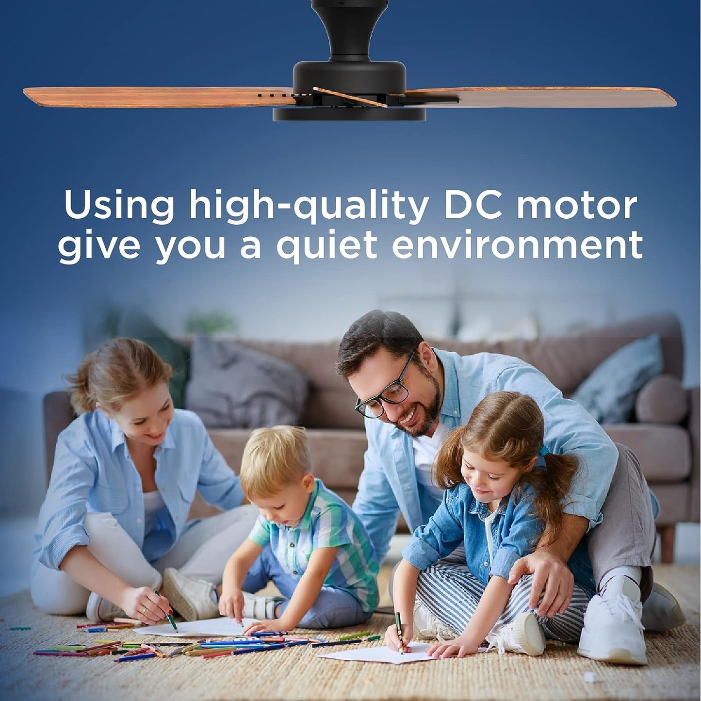 52 Inch Ceiling Fans with Lights,Remote Control Multifunctional Quiet