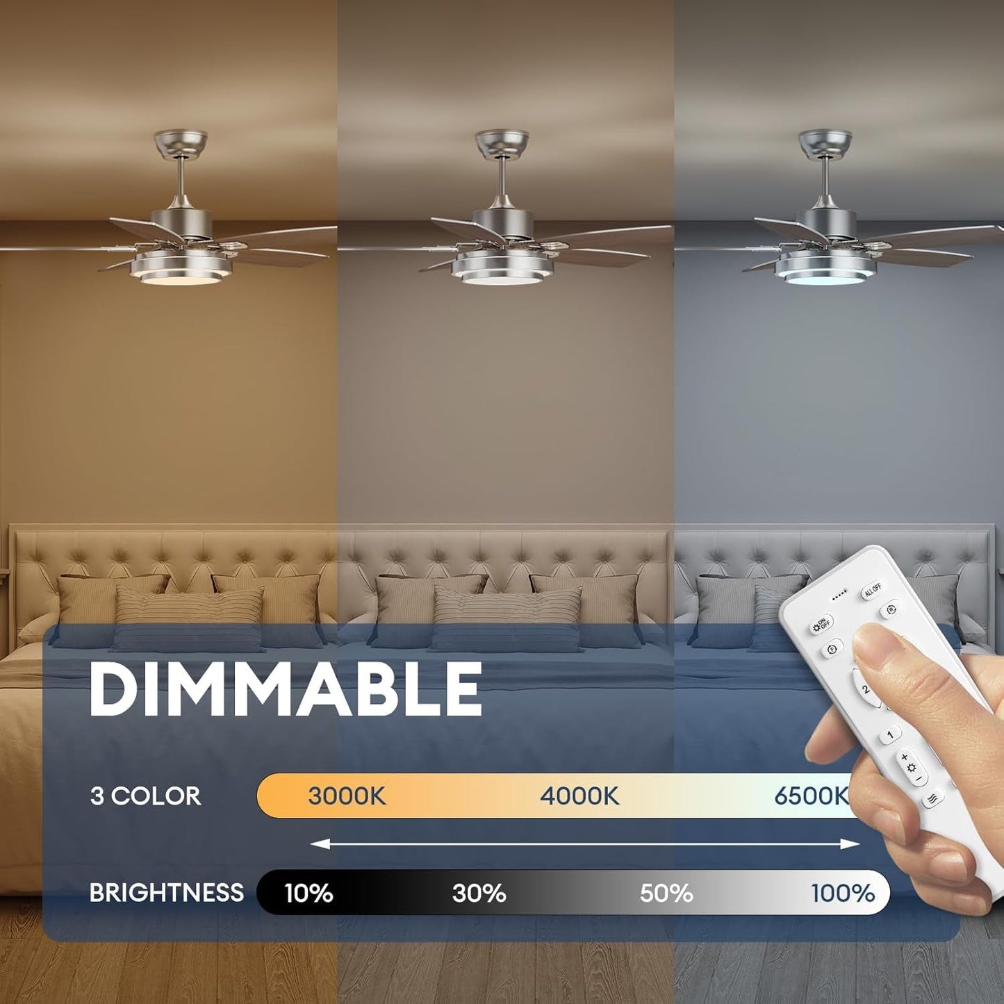 42 Inch Ceiling Fans with Lights and Remote/App Control, Modern Nickel
