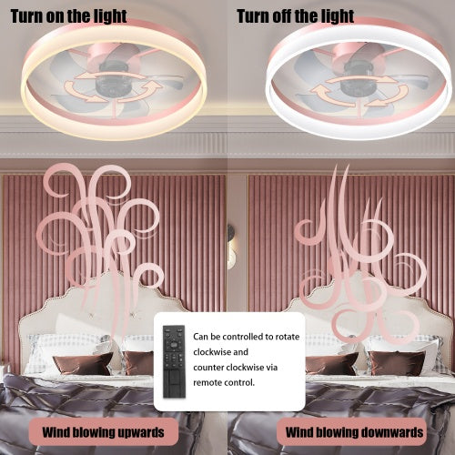 Ceiling Fan With Light Dimmable LED Recessed Mount Slim Modern Ceiling Fan