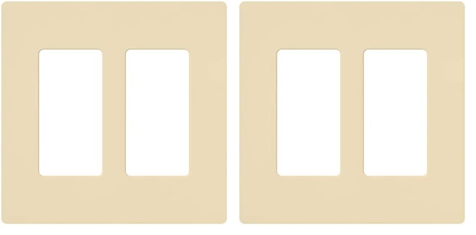 Lutron Claro 2 Gang Decorator/Rocker Wallplate, Gloss, Gray (1-Pack) | CW-2-GR