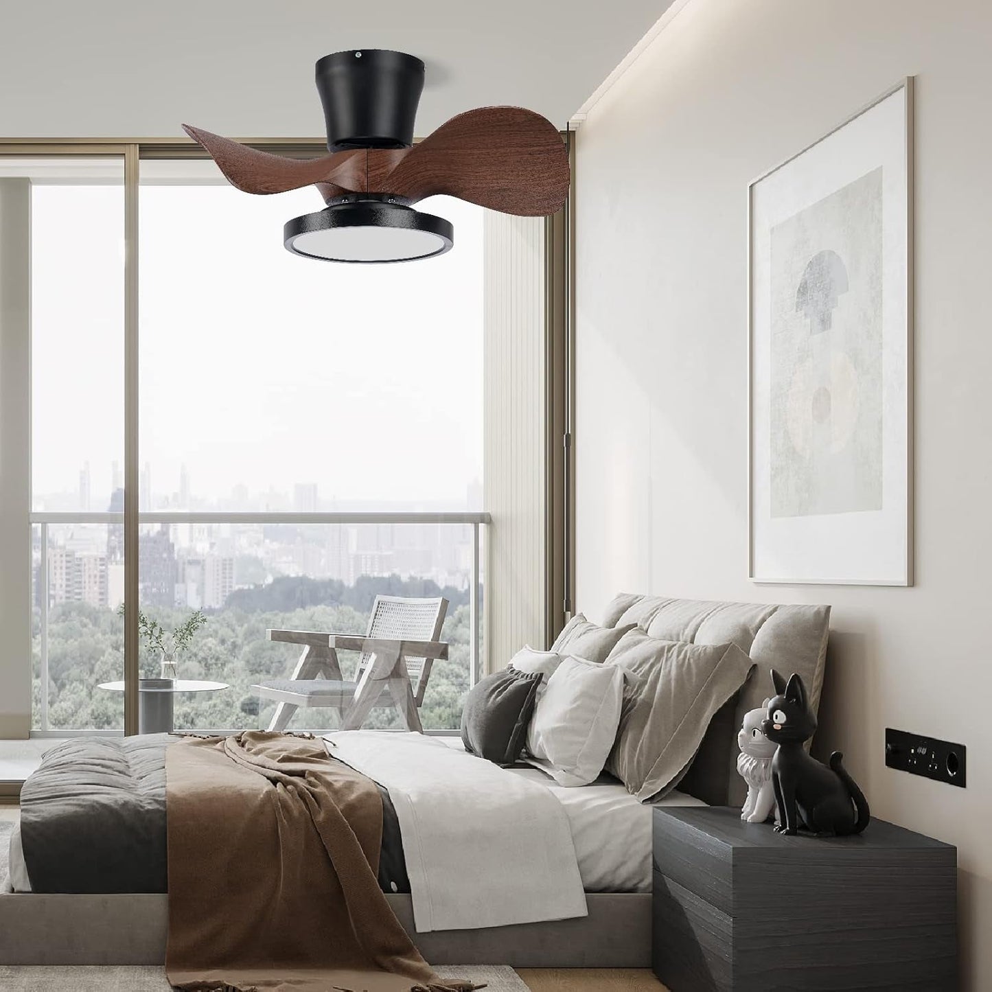 Quiet Ceiling Fan with LED Light 22 Inch Large Air Volume Remote