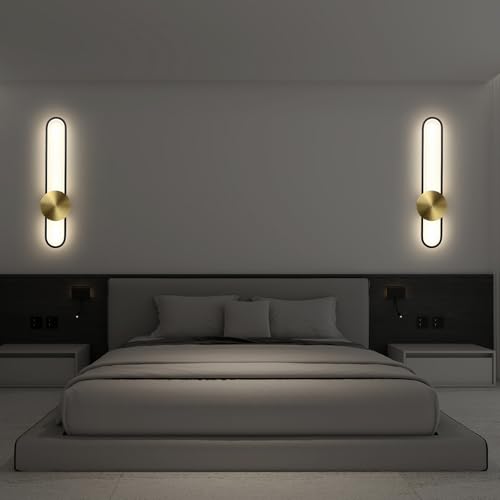 Modern Wall Sconce 4000K Dimmable LED Wall Light Fixture, Hardwired Wall Lamp for Living Room, Dining Room, Bedroom, Hallway, Lobby, Entryway (Brushed Black, H110cm/43.3inch)