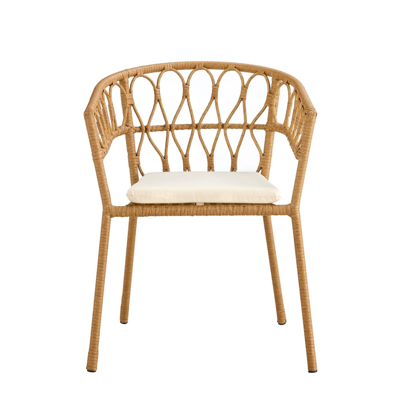 Outdoor dining set of 5 simple bamboo dinning table PE ratten round table 110CM plastic wood top