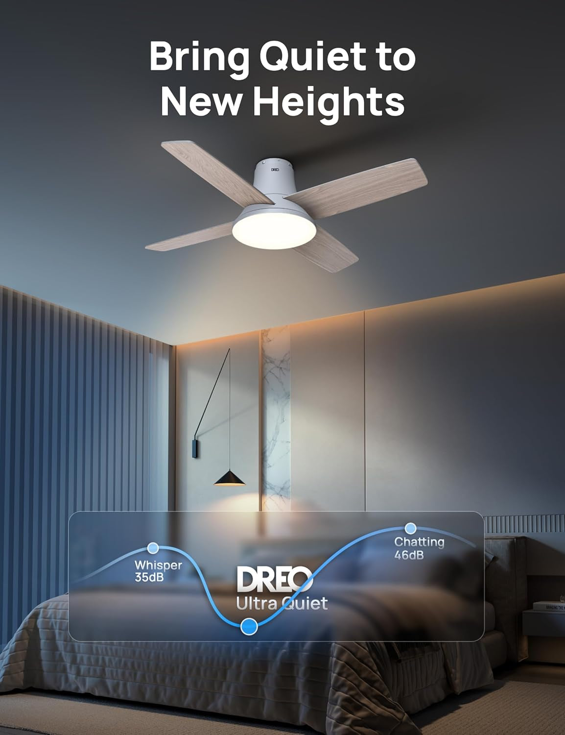 Ceiling Fans with Lights, 12 Speeds & 3 Fan Modes, Quiet DC Motor, Low