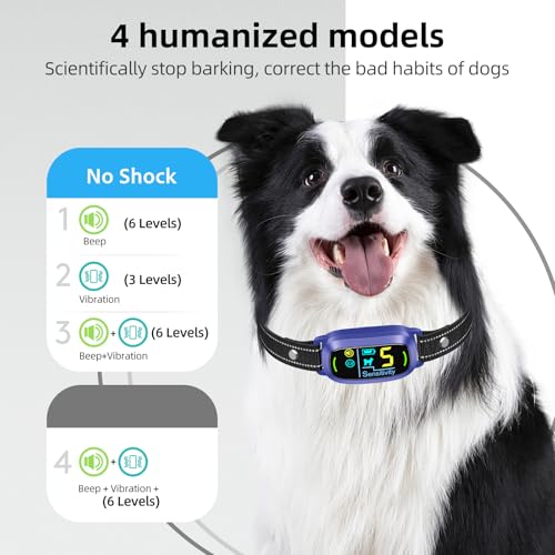 Dog Bark Collar for Large Medium Small Dogs, Rechargeable Smart Bark Collar, Anti Barking Training Collar with 5 Adjustable Sensitivity Beep Vibration (Black)