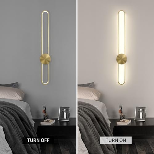 Modern Wall Sconce 4000K Dimmable LED Wall Light Fixture, Hardwired Wall Lamp for Living Room, Dining Room, Bedroom, Hallway, Lobby, Entryway (Brushed Black, H110cm/43.3inch)