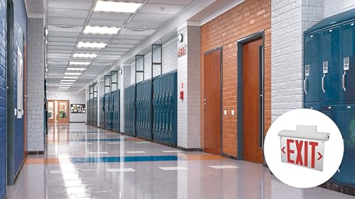 Lithonia Lighting BE W R SM M6 BE Basics Edge-Lit Exit Sign, White with Red Letters, Surface Mount