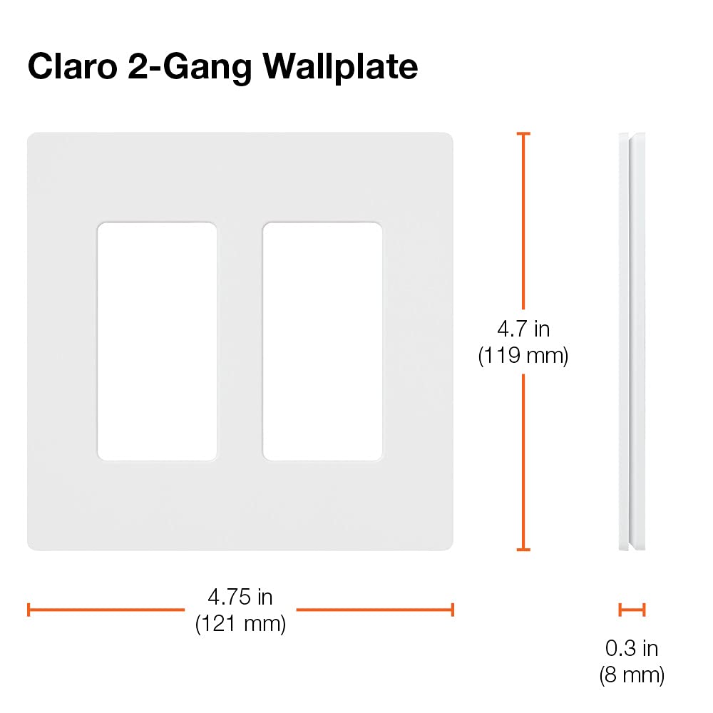 Lutron Claro 2 Gang Decorator/Rocker Wallplate, Gloss, Gray (1-Pack) | CW-2-GR