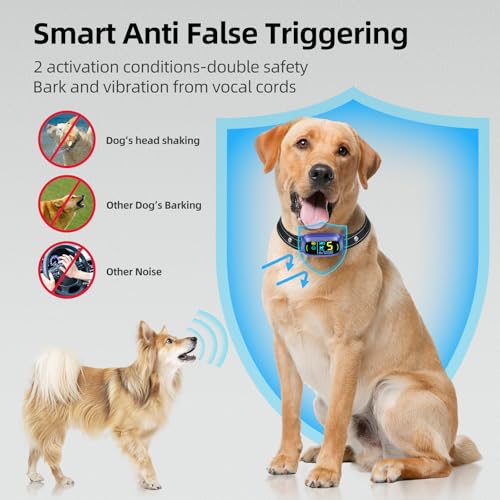 Dog Bark Collar for Large Medium Small Dogs, Rechargeable Smart Bark Collar, Anti Barking Training Collar with 5 Adjustable Sensitivity Beep Vibration (Black)