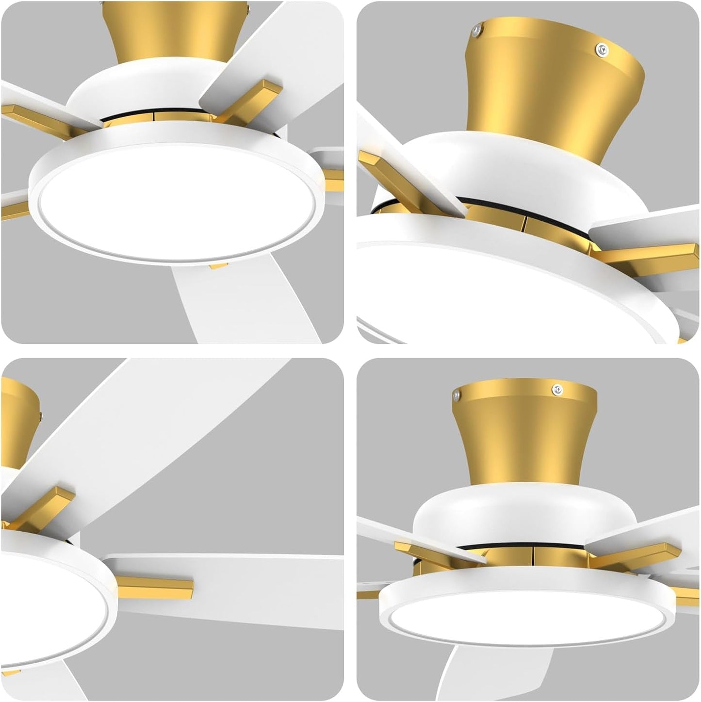 52 Inch Ceiling Fans with Lights and Remote,Ultra Silent Low Profile