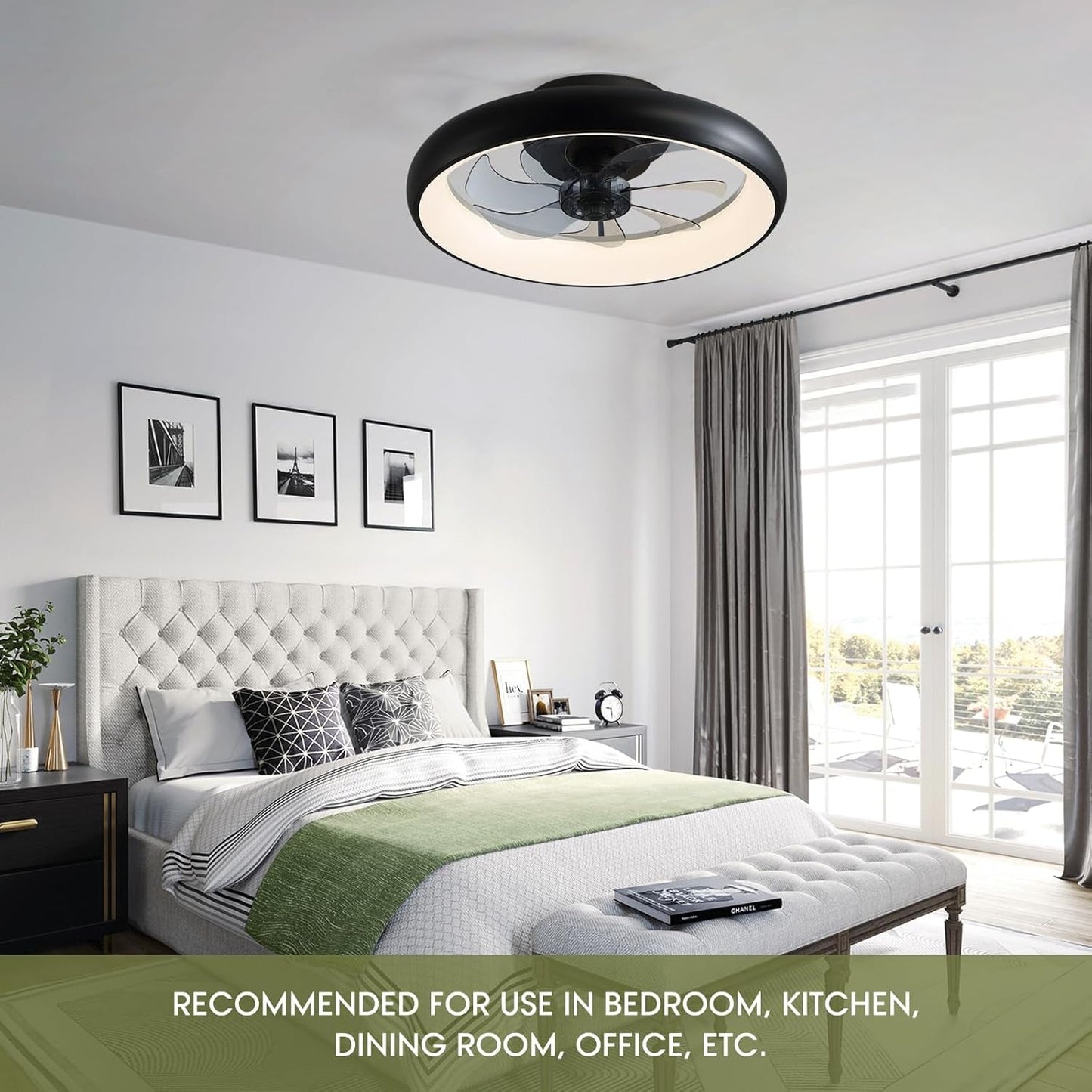 Ceiling Fans with Lights, 20" Flush Mount Ceiling Fan with Remote &