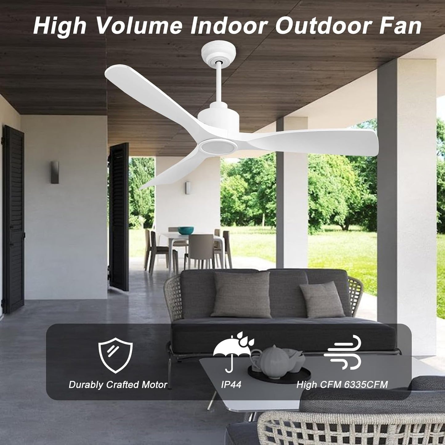 52 Inch Smart Ceiling Fan with Quiet DC Motor, 3 Blade High CFM Indoor
