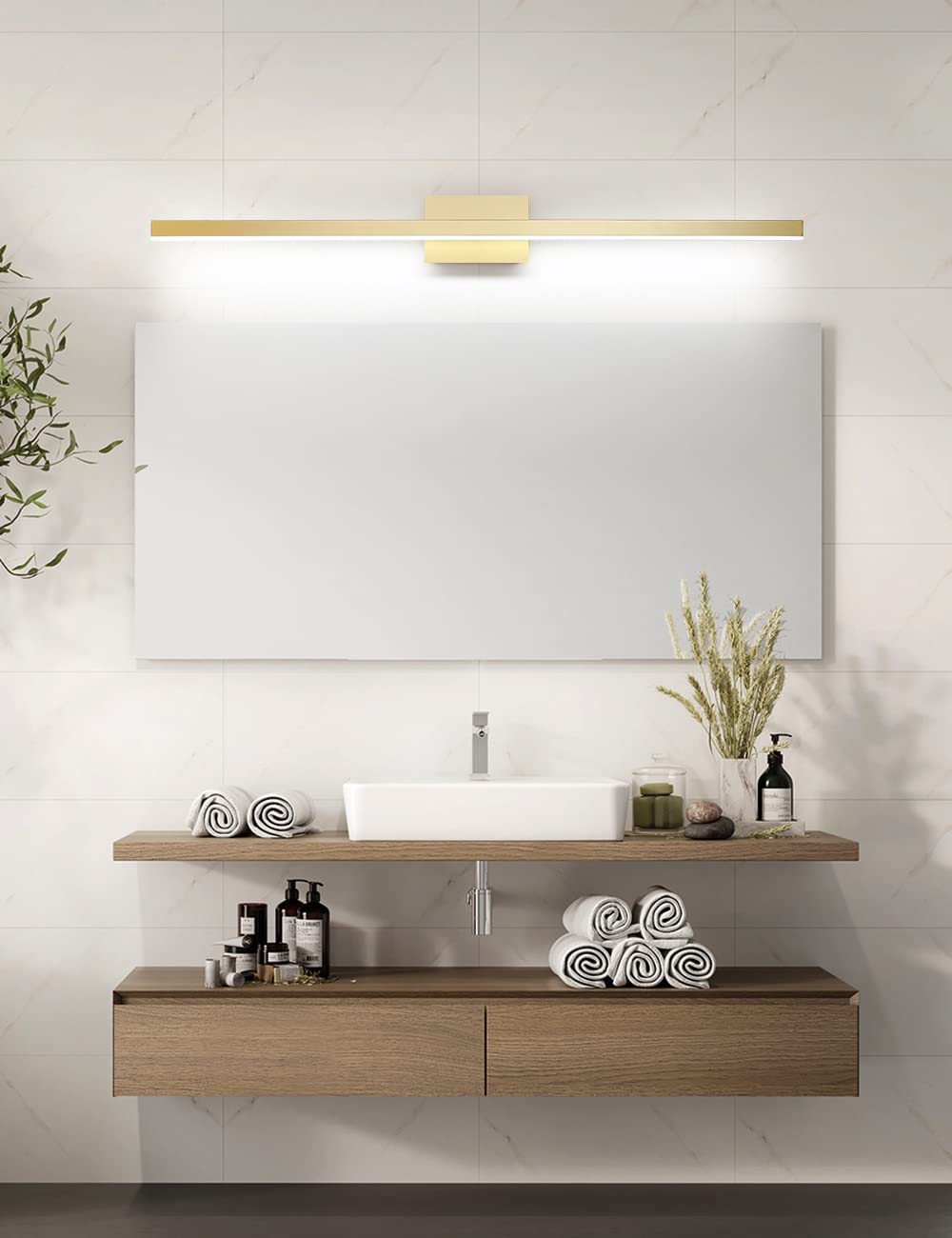 Joossnwell Black Bathroom Vanity Light Fixtures Dimmable 5CCT LED Bathroom Lighting Bar 15.75 Inch Modern Bath Lights Fixture Over Mirror 12W