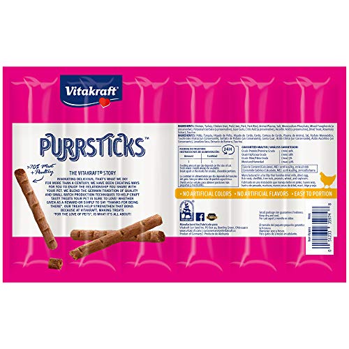Vitakraft PurrSticks Meaty Cat Sticks - Chicken - Segmented and Breakable Meatstick - Deliciously Tender