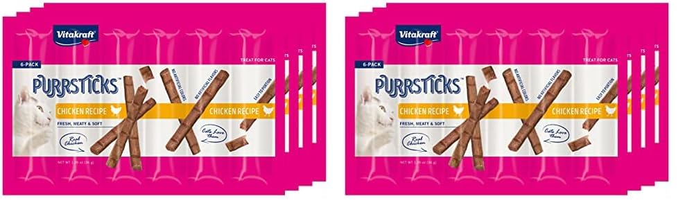 Vitakraft PurrSticks Meaty Cat Sticks - Chicken - Segmented and Breakable Meatstick - Deliciously Tender
