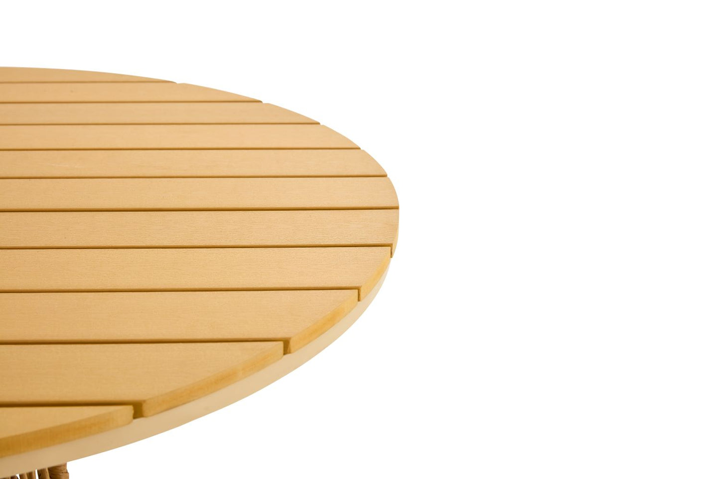 Outdoor dining set of 5 simple bamboo dinning table PE ratten round table 110CM plastic wood top
