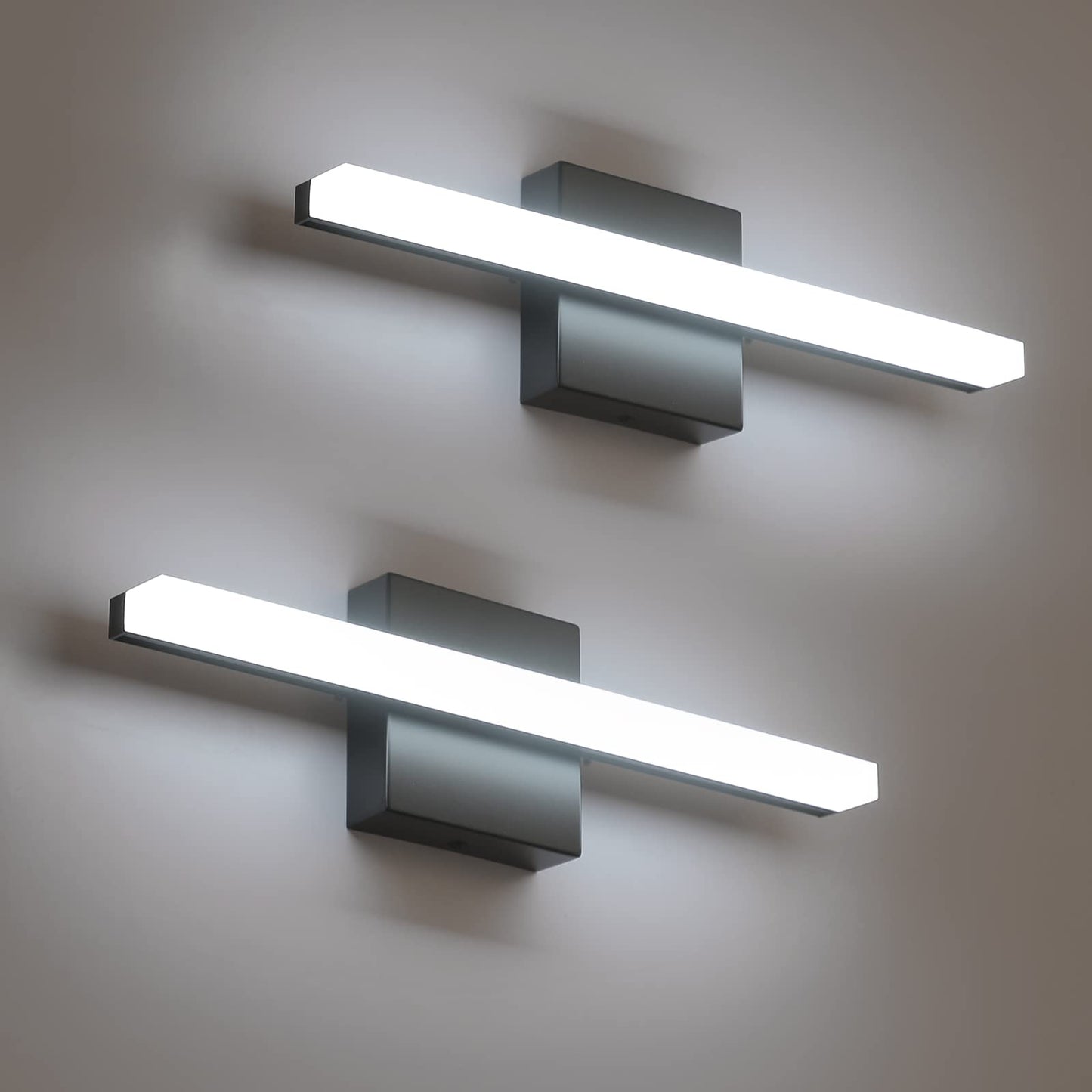 Combuh LED Bathroom Vanity Light Bar 16 Inch 9W Black IP44 Bathroom Light Fixtures Over Mirror Modern Bath Wall Lighting Fixture Sconce Indoor Cool White 6000K