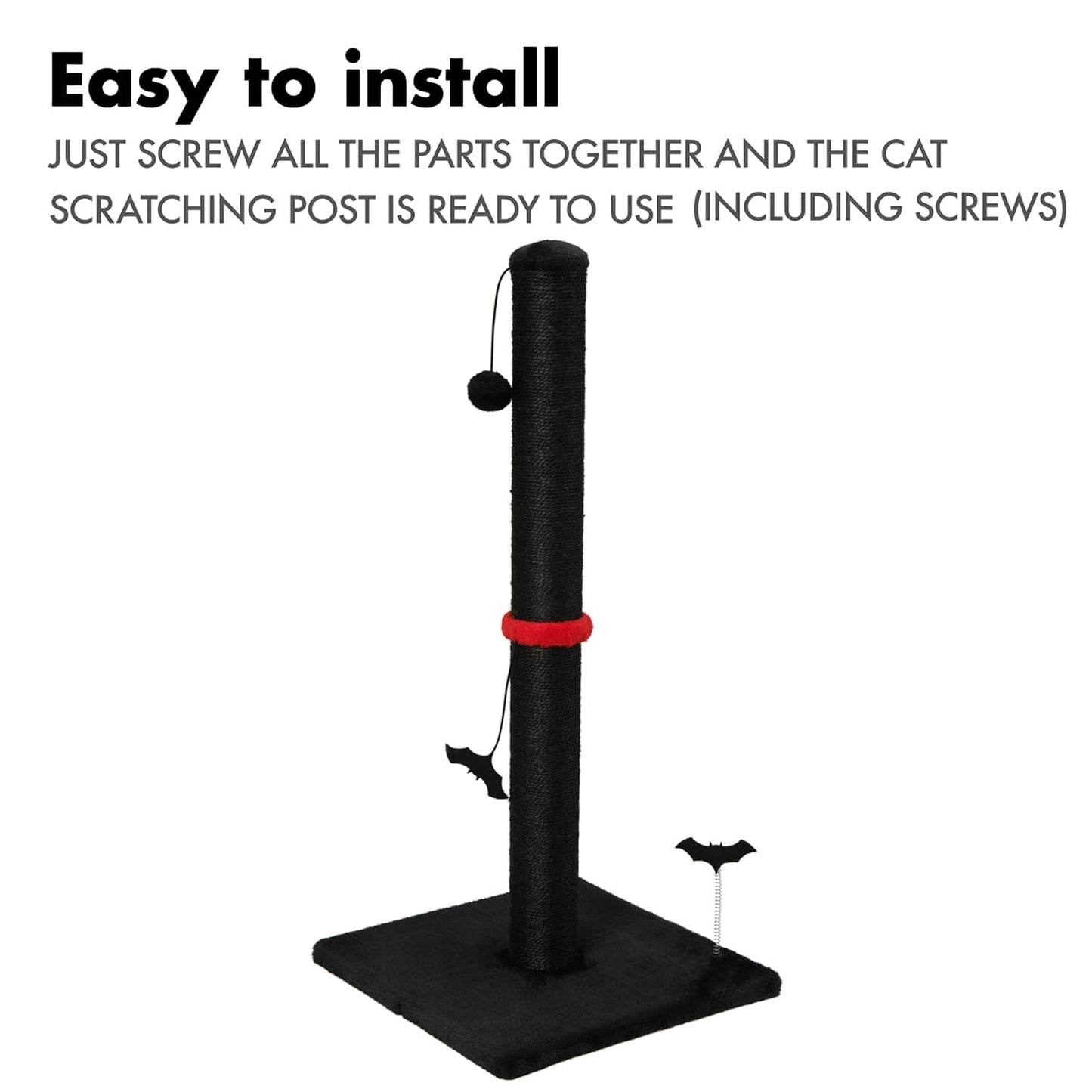 Cat Scratching Post Premium Basics Kitten Scratcher Sisal Scratch Posts with Hanging Ball 22in for Kittens or Smaller Cats (22 inches for Kitten, Beige)