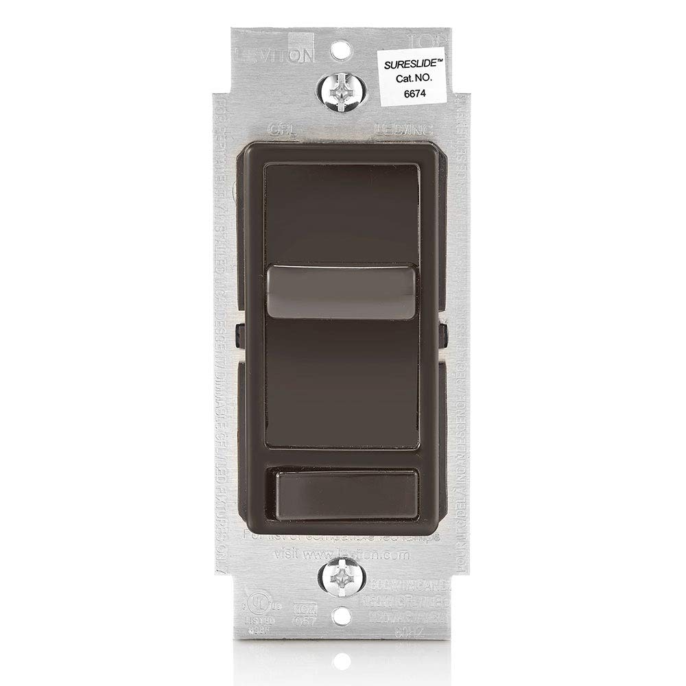 Leviton SureSlide Dimmer Switch for Dimmable LED, Halogen and Incandescent Bulbs, 6674-P0W, White