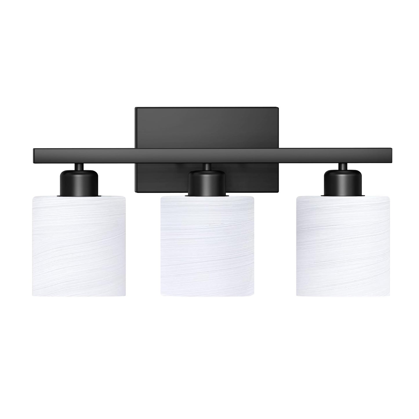 PARTPHONER Bathroom Light Fixtures, Bathroom Lighting Fixtures Over Mirror, Interior Classic Vanity Lights, Modern Bathroom Vanity Light with Textured White Glass Shade, Brushed Nickel, 3-Light