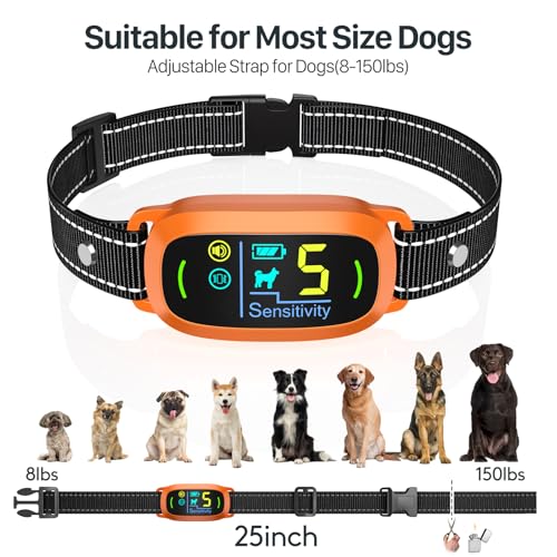 Dog Bark Collar for Large Medium Small Dogs, Rechargeable Smart Bark Collar, Anti Barking Training Collar with 5 Adjustable Sensitivity Beep Vibration (Black)
