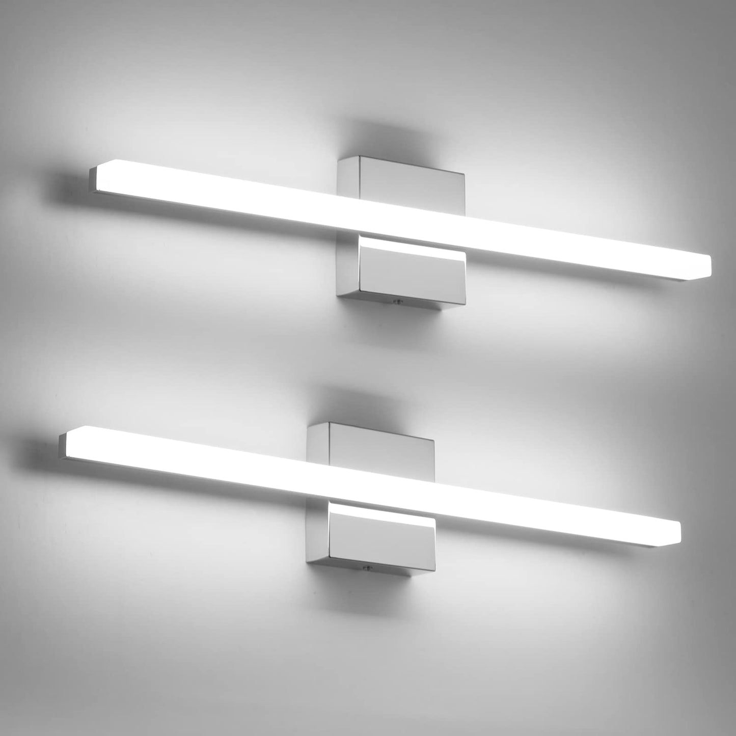 Combuh Modern Bathroom Light Fixtures Over Mirror 16 Inch IP44 9W Chrome Vanity Light Bar for Bathroom Wall Light Fixtures Cool White 6000K