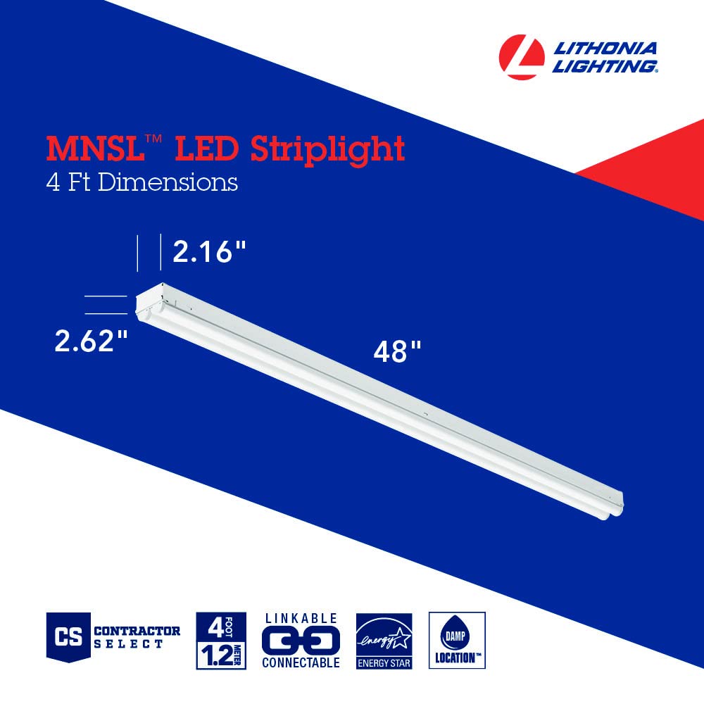 Lithonia Lighting MNSL L46 1LL MVOLT 40K 80CRI M6 White LED Strip Light, MVOLT, 4-Foot, 1-Light