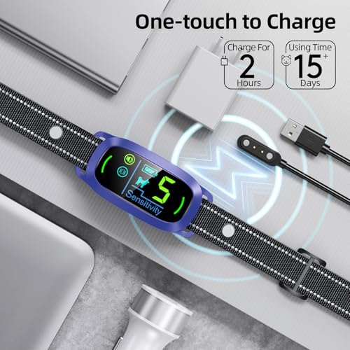 Dog Bark Collar for Large Medium Small Dogs, Rechargeable Smart Bark Collar, Anti Barking Training Collar with 5 Adjustable Sensitivity Beep Vibration (Black)