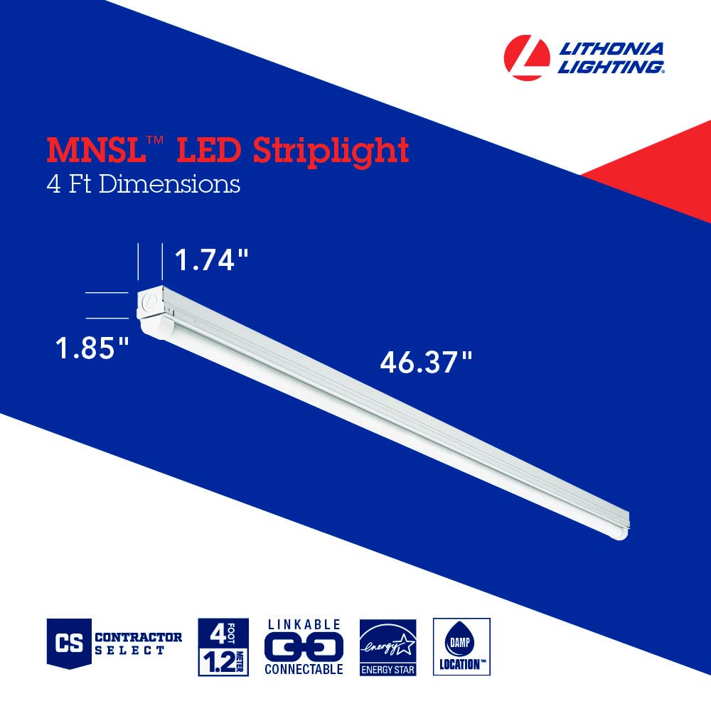 Lithonia Lighting MNSL L46 1LL MVOLT 40K 80CRI M6 White LED Strip Light, MVOLT, 4-Foot, 1-Light