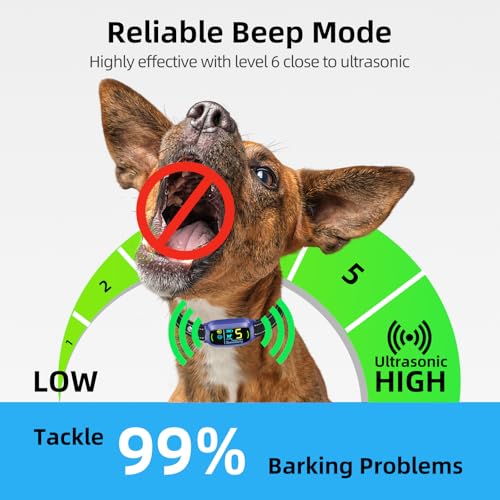 Dog Bark Collar for Large Medium Small Dogs, Rechargeable Smart Bark Collar, Anti Barking Training Collar with 5 Adjustable Sensitivity Beep Vibration (Black)