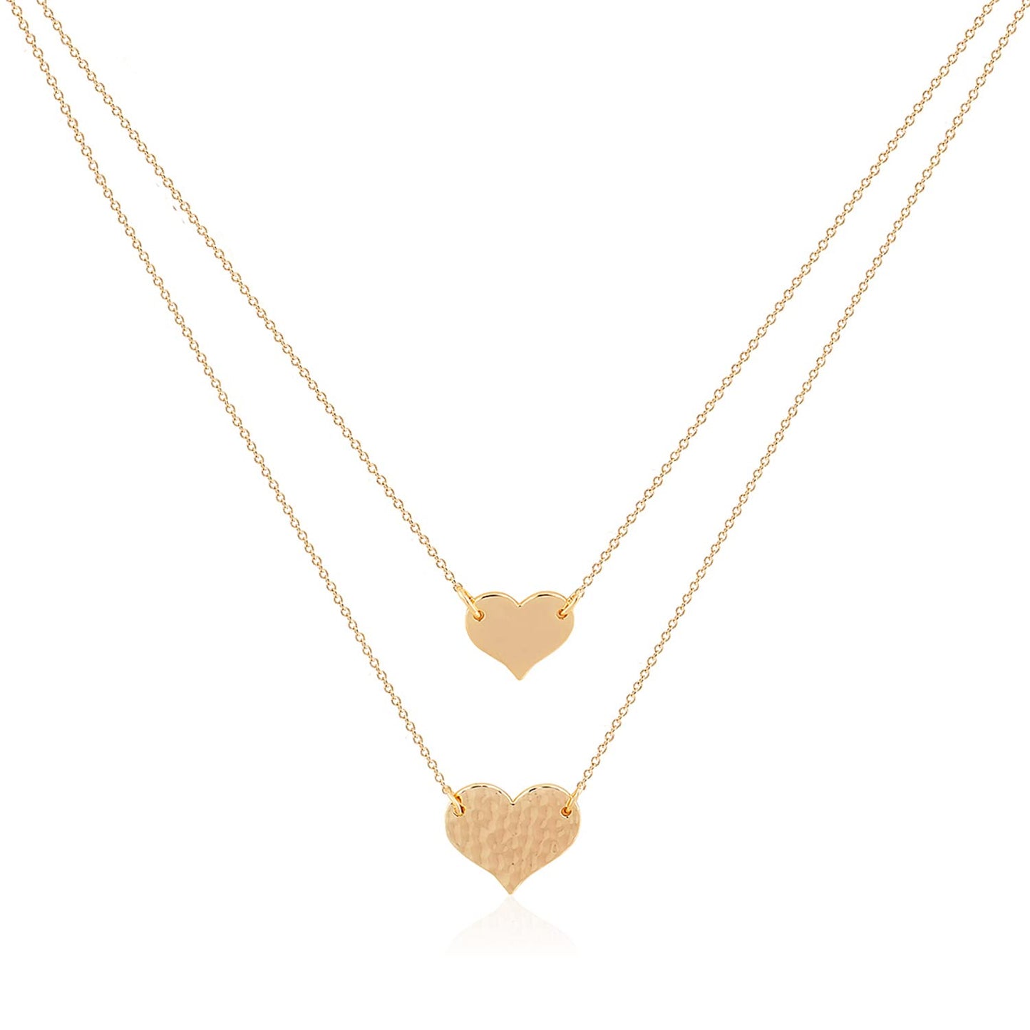 MEVECCO Layered Heart Necklace Pendant Handmade 18k Gold Plated Dainty Gold Choker Arrow Bar Layering Long Necklace for Women