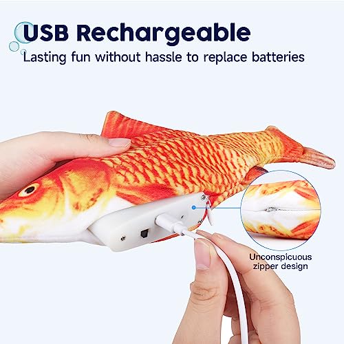 Potaroma Cat Toys Flopping Fish with SilverVine and Catnip, Moving Kitten Kicker, Floppy Wiggle Carp for Small Dogs, Interactive Motion Kitty Exercise, 10.5 Inches