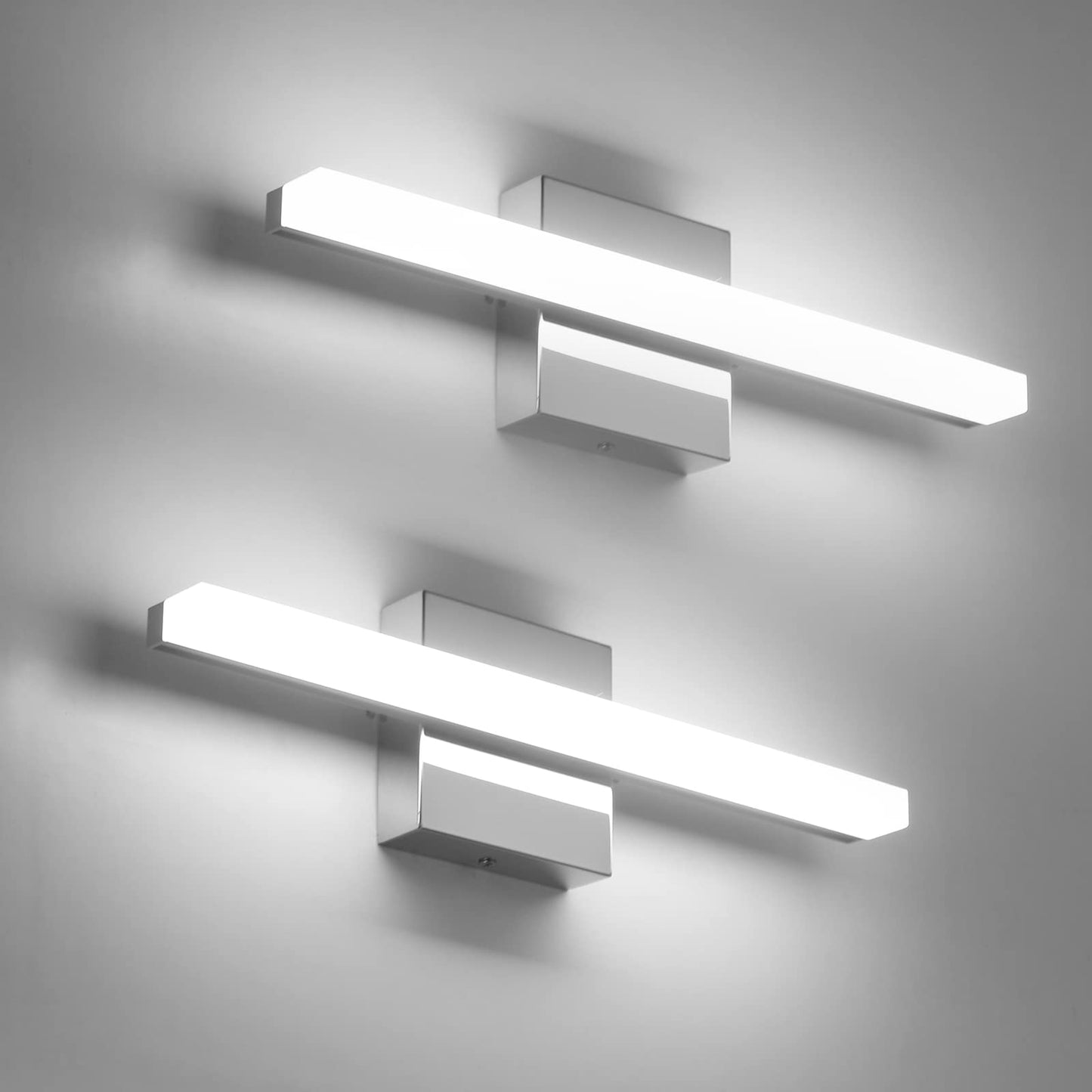 Combuh Modern Bathroom Light Fixtures Over Mirror 16 Inch IP44 9W Chrome Vanity Light Bar for Bathroom Wall Light Fixtures Cool White 6000K