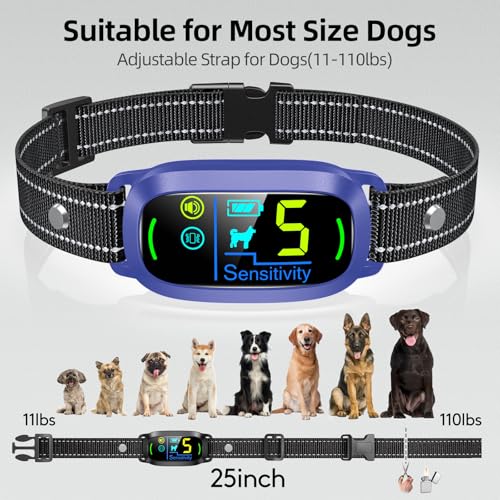 Dog Bark Collar for Large Medium Small Dogs, Rechargeable Smart Bark Collar, Anti Barking Training Collar with 5 Adjustable Sensitivity Beep Vibration (Black)