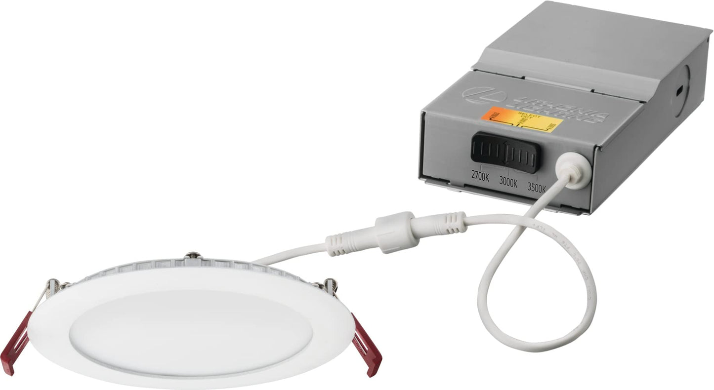 Lithonia Lighting WF4 LED 27K30K35K 90CRI MB M6 Recessed Wafer Downlight with Ultra Thin Round Trim, Color Temperature Selectable, 2700K | 3000K | 3500K, 4-Inch, Matte Black