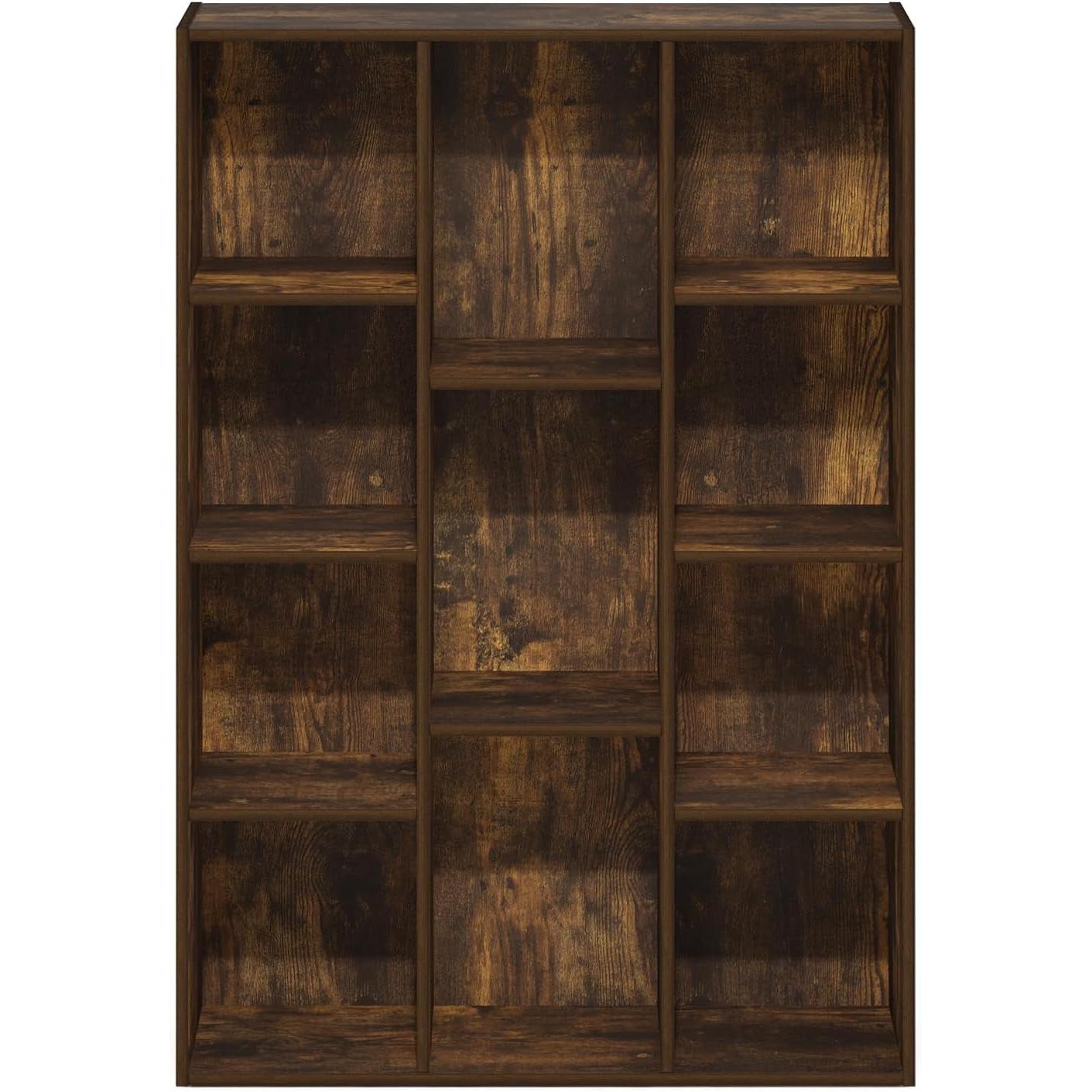 Luder 11-Cube Amber Pine Bookcase For Living Room Storage-4