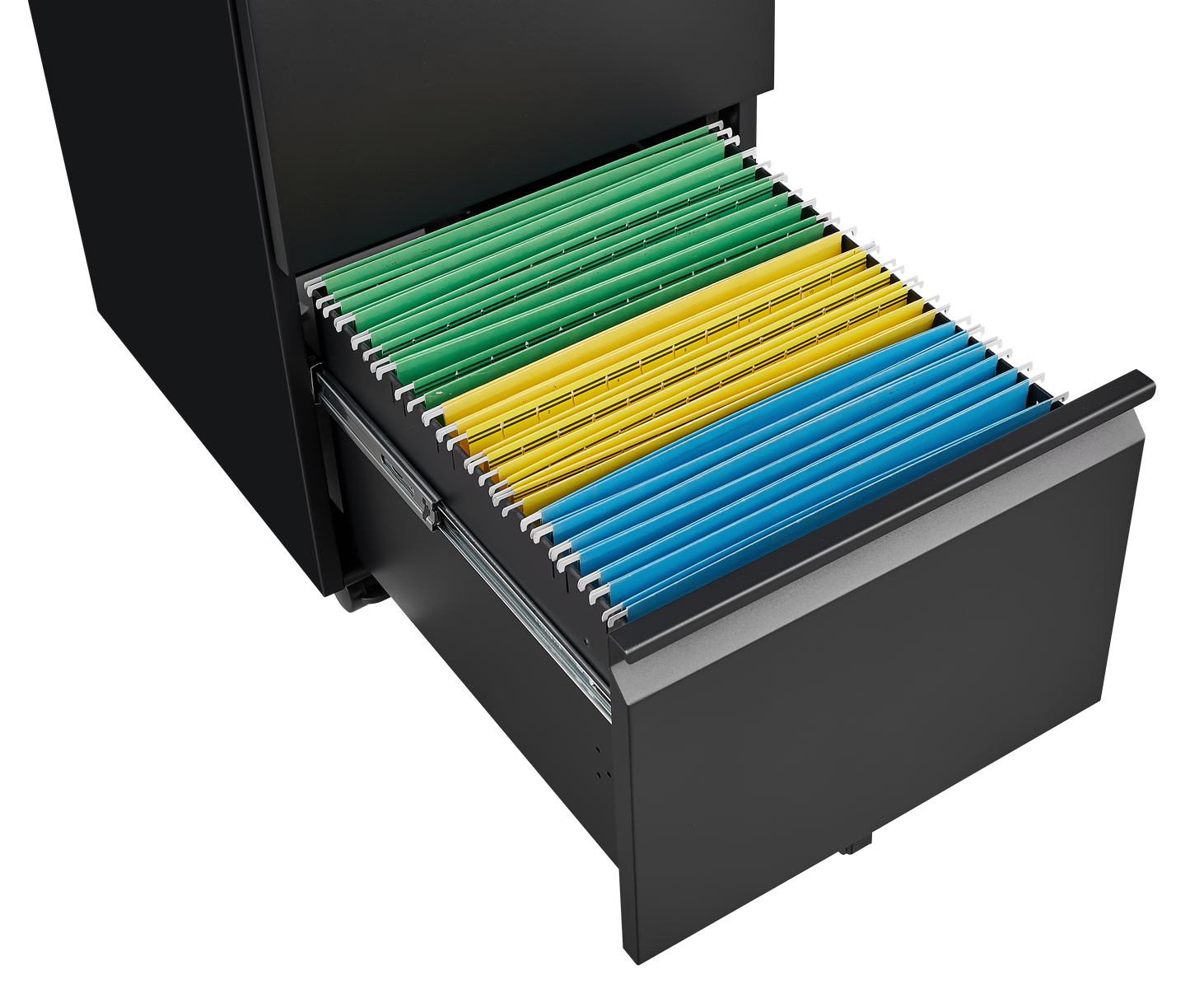 Metal 2 drawer mobile file cabinet with lock, 25.6-inch high legal/letter size file storage cabinet black
