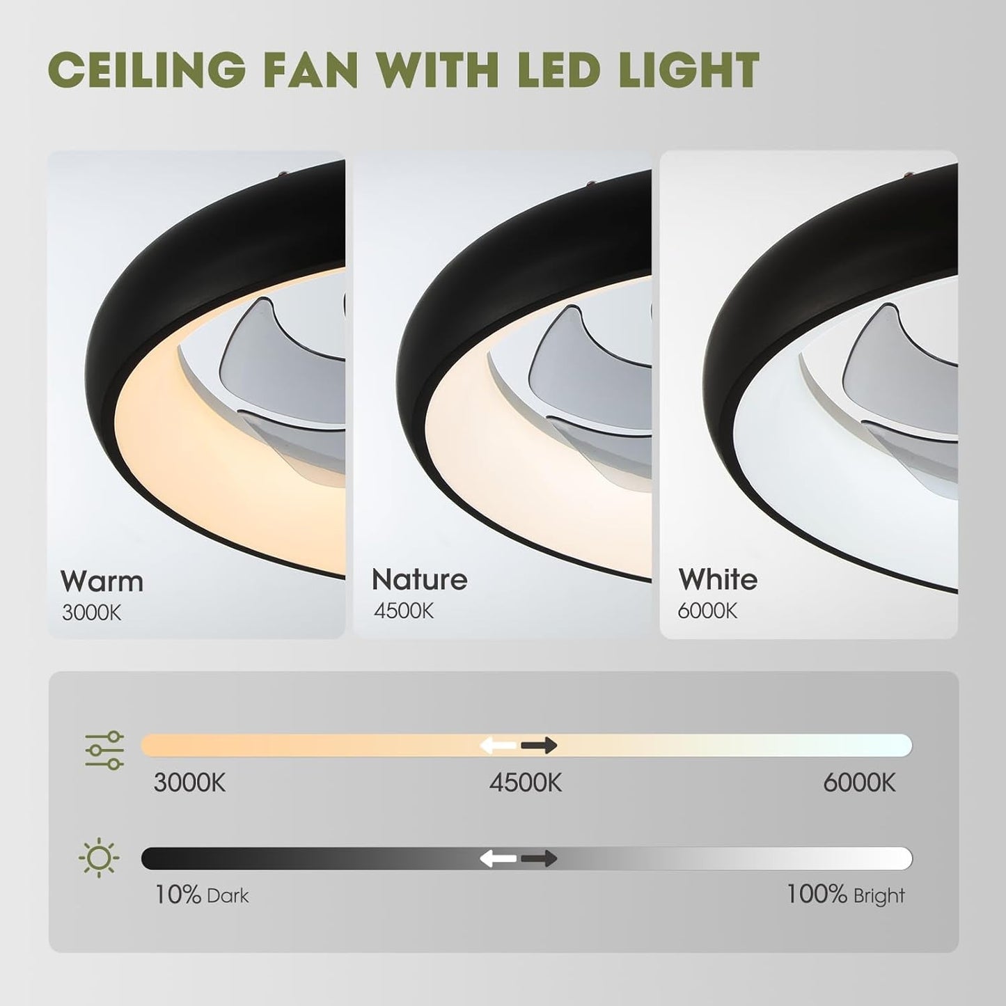 Ceiling Fans with Lights, 20" Flush Mount Ceiling Fan with Remote &