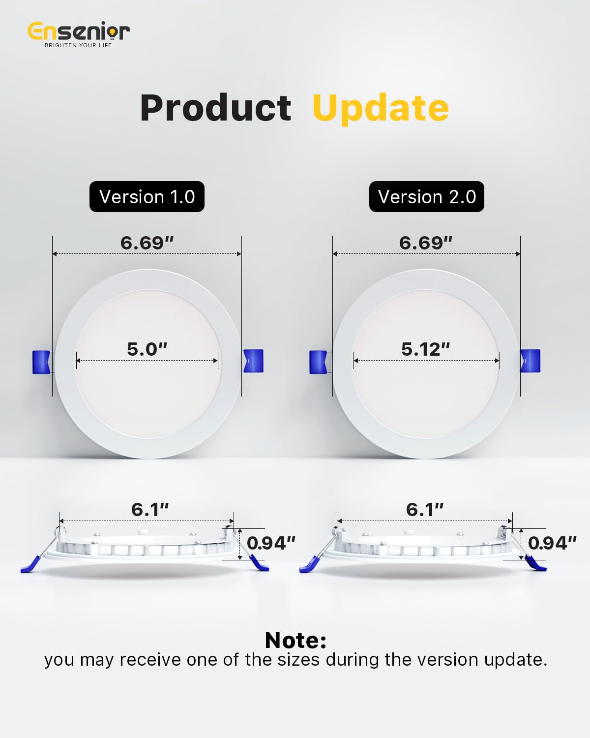 Ensenior 12 Pack 4 Inch LED Recessed Ceiling Light, Dimmable, 2700K-5000K 5CCT, 750LM 9W 120V, High Brightness Canless Wafer Downlight - ETL&FCC&IC